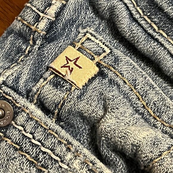 Big Star Sweet Boots Ultra Low Rise Light Wash Distressed Jeans Good VTG - Picture 7 of 14